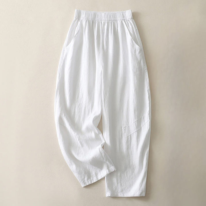 Buddha Stones夏用 デイリー 無地 ゴムウエストデザイン レディース ワイドレッグパンツ ポケット付き - image 13