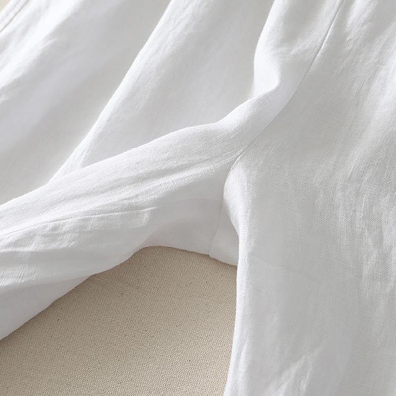 Buddha Stonesサマーデイリー 無地 伸縮性ウエストバンドデザイン レディース ワイドレッグ コットンリネン パンツ ポケット付き - image 19