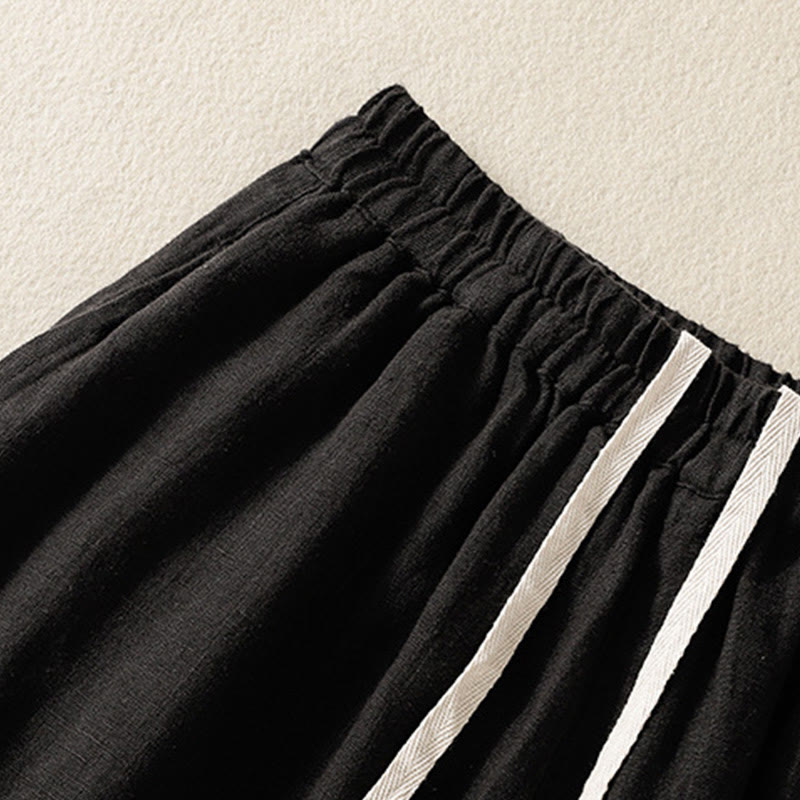 Buddha Stonesカジュアル 無地 ドローストリングデザイン レディース コットン 7-8丈パンツ ポケット付き - image 14