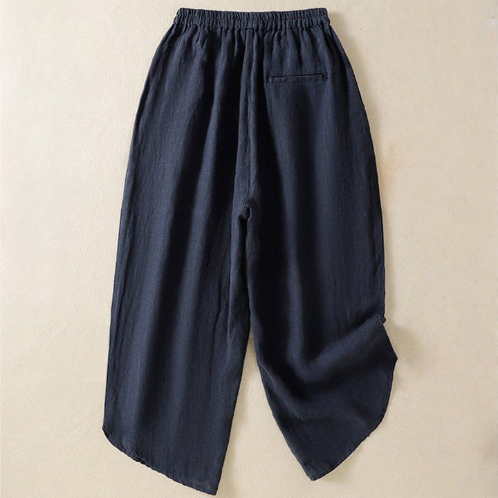 Buddha Stonesカジュアル 無地 ドローストリングデザイン レディース コットン 7-8丈パンツ ポケット付き - image 1