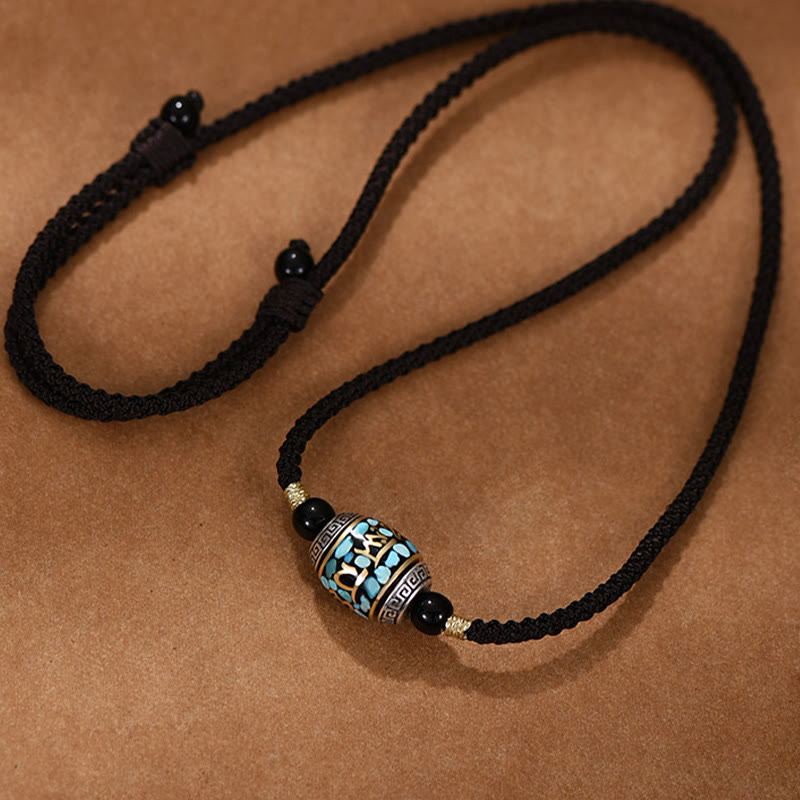 チベットのBuddha Stonesオーム・マニ・パドメ・フムムジ ビーズ模様 保護 回転式ネックレスペンダント - image 2