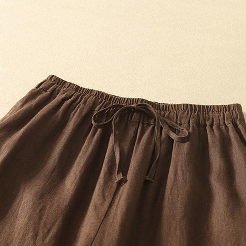 Buddha Stonesカジュアル レトロ ドローストリング刺繍デザイン レディース 7-8丈 パンツ ポケット付き - image 14