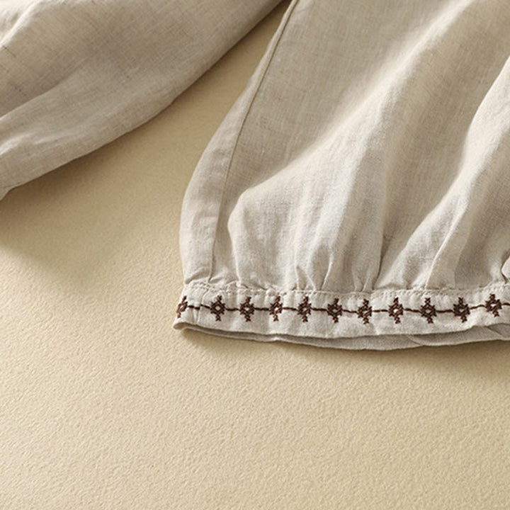 Buddha Stonesカジュアル レトロ ドローストリング刺繍デザイン レディース 7-8丈 パンツ ポケット付き - image 8