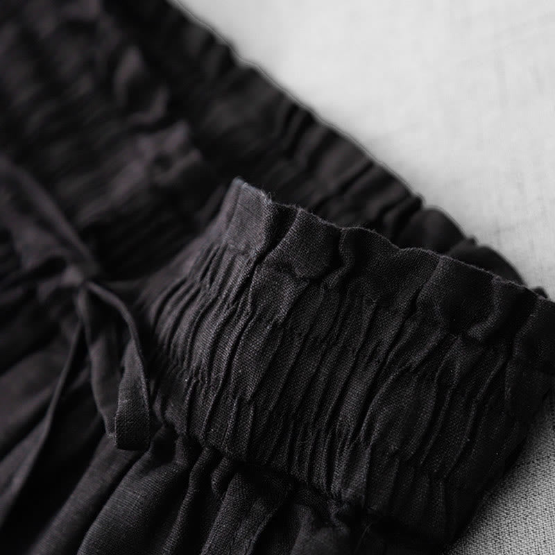 Buddha Stonesカジュアル ハイウエスト フリル ドローストリングデザイン レディース ワイドレッグ コットンパンツ ポケット付き - image 19