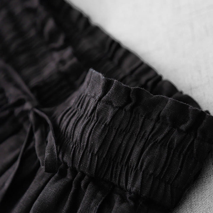 Buddha Stonesカジュアル ハイウエスト フリル ドローストリングデザイン レディース ワイドレッグ コットンパンツ ポケット付き - image 19