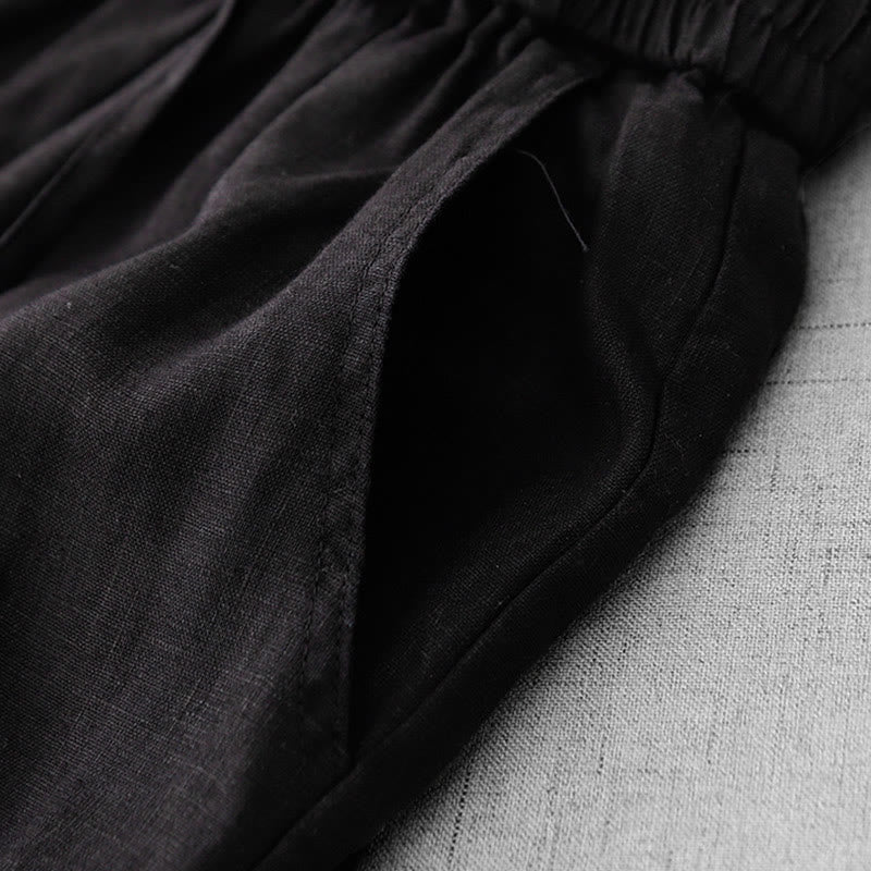 Buddha Stonesカジュアル ハイウエスト フリル ドローストリングデザイン レディース ワイドレッグ コットンパンツ ポケット付き - image 20