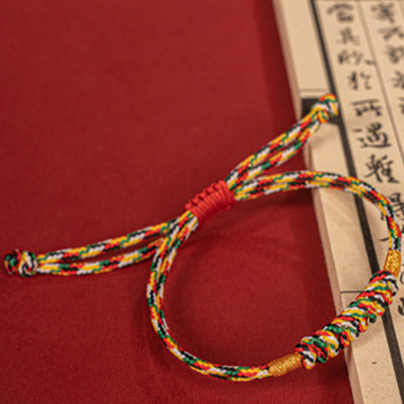 Buddha Stonesの手作り編み込み赤い紐ハッピーノットフラットノットカラフルロープブレスレット