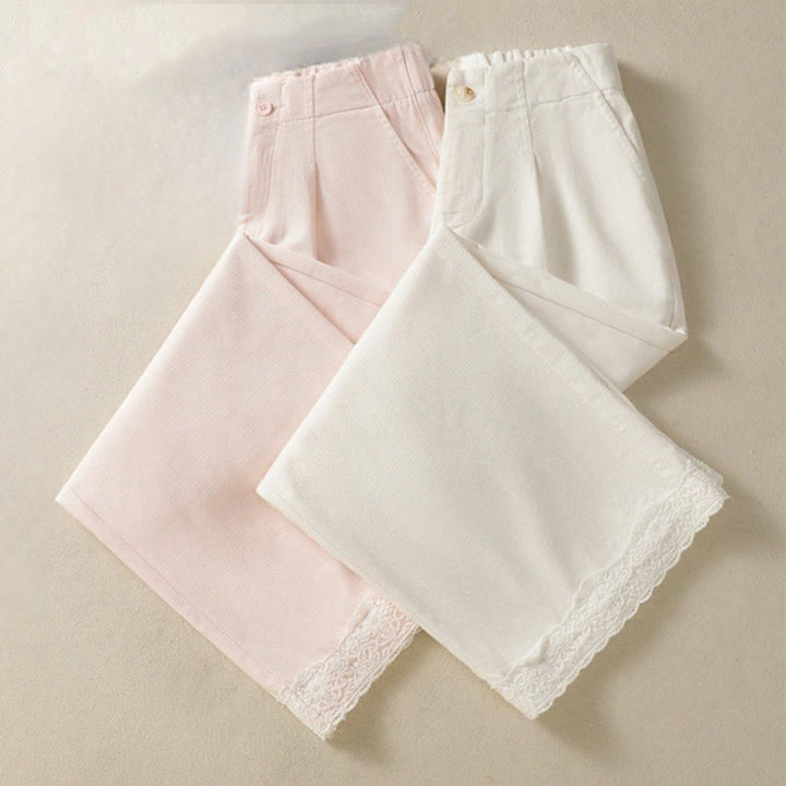 Buddha Stonesカジュアル レース パッチワークデザイン ハイウエスト レディース ワイドレッグ アンクル丈パンツ ポケット ジッパー付き - image 19