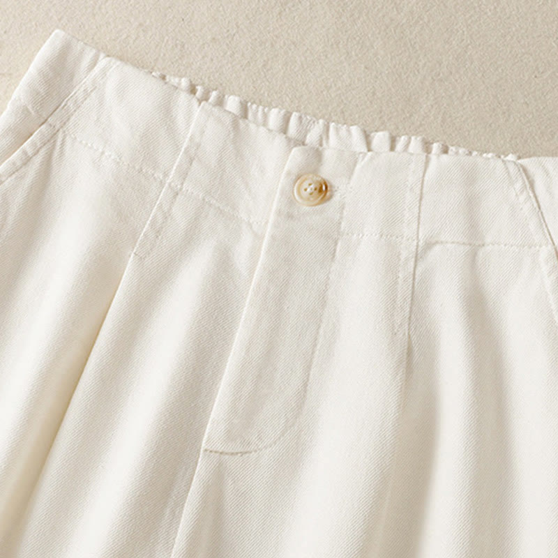 Buddha Stonesカジュアル レース パッチワークデザイン ハイウエスト レディース ワイドレッグ アンクル丈パンツ ポケット ジッパー付き - image 2