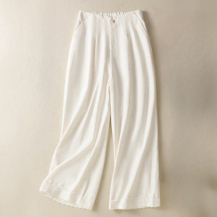 Buddha Stonesカジュアル レース パッチワークデザイン ハイウエスト レディース ワイドレッグ アンクル丈パンツ ポケット ジッパー付き - オールドレース - US8-10，UK/AU12-14，EU40-42 (2XL) - image 0