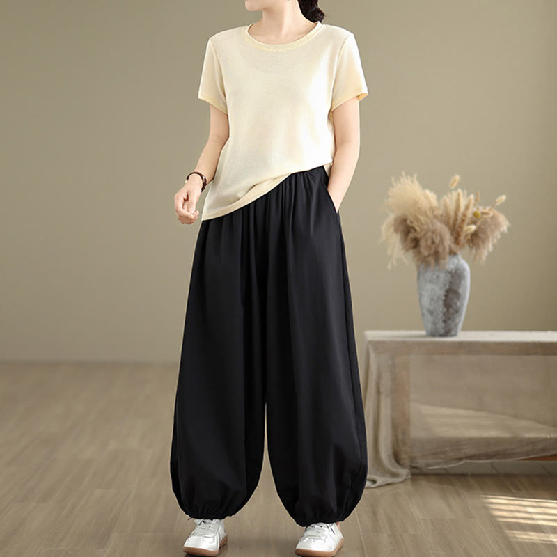 Buddha Stones通勤用 夏 無地 レディース コットン ブルマーパンツ ポケット付き - image 5