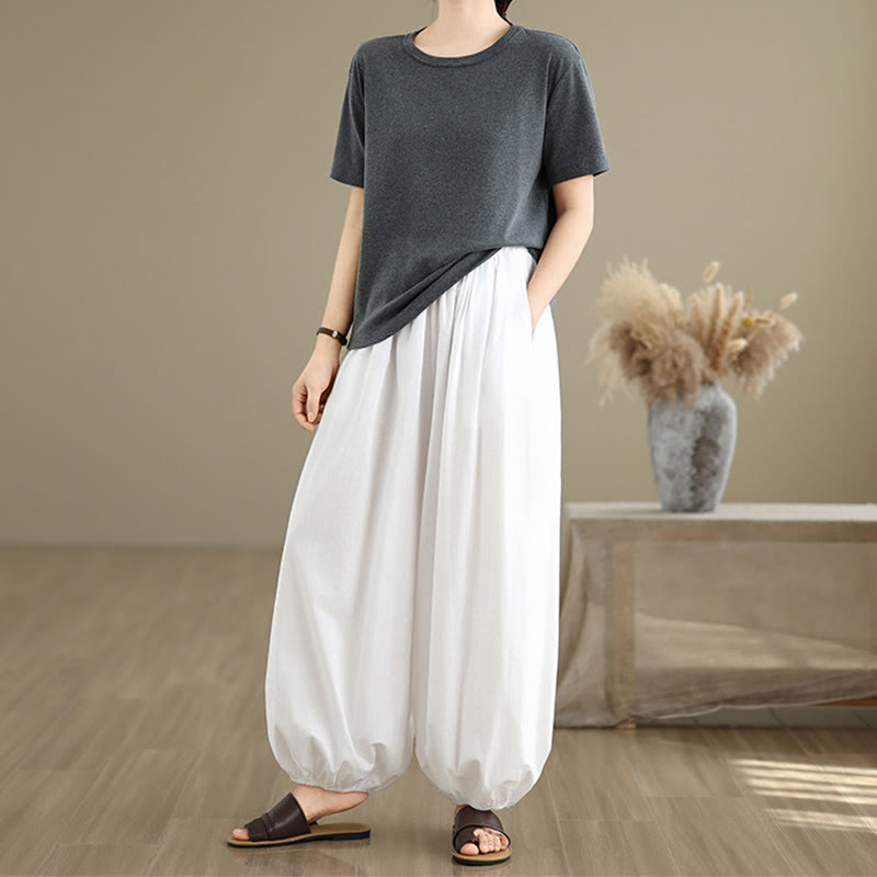 Buddha Stones通勤用 夏 無地 レディース コットン ブルマーパンツ ポケット付き - image 11