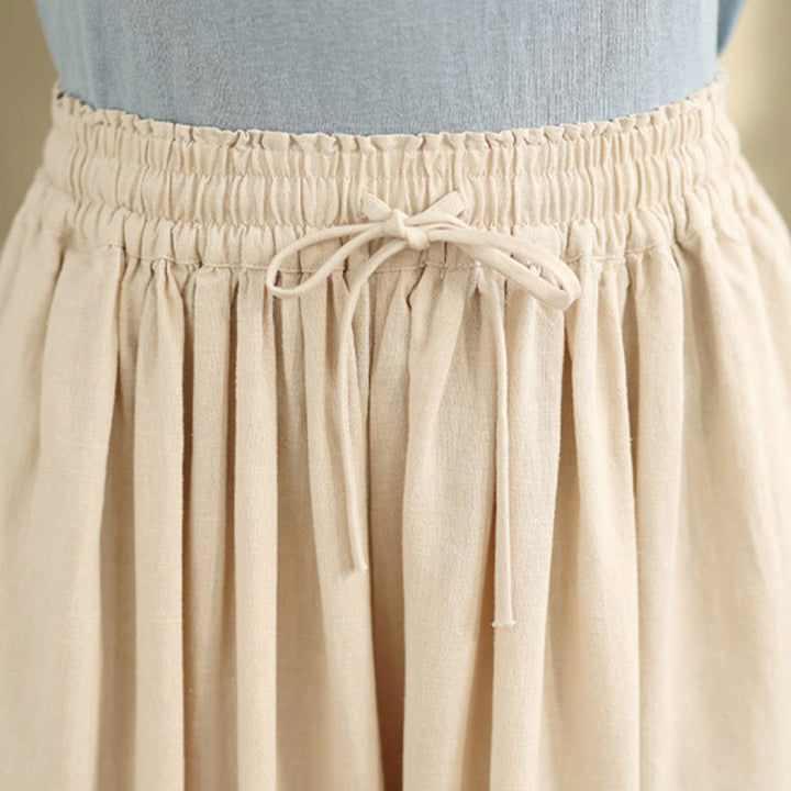 Buddha Stones春 刺繍 レース裾 パッチワーク ドローストリングデザイン レディース ワイドレッグ コットンパンツ ポケット付き - image 4