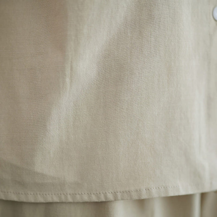 Buddha Stones 2点セット カジュアル 無地 ボタンデザイン 半袖シャツ ワイドレッグパンツ ポケット付き コットン 禅服 レディース セット - image 25