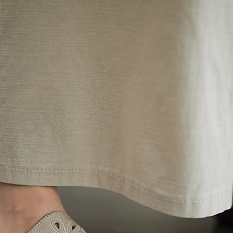 Buddha Stones 2点セット カジュアル 無地 ボタンデザイン 半袖シャツ ワイドレッグパンツ ポケット付き コットン 禅服 レディース セット - image 28