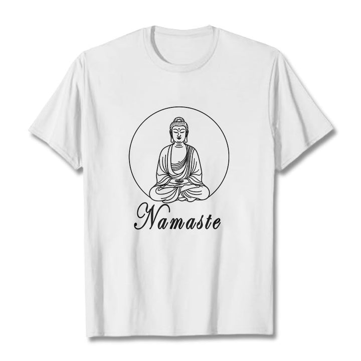 Buddha Stones NAMASTE Buddha Meditating Tee Tシャツ - 白 - 2XL - image 5