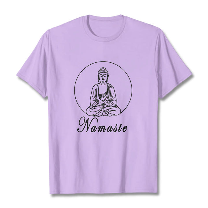 Buddha Stones NAMASTE Buddha Meditating Tee Tシャツ - 梅 - 2XL - image 16