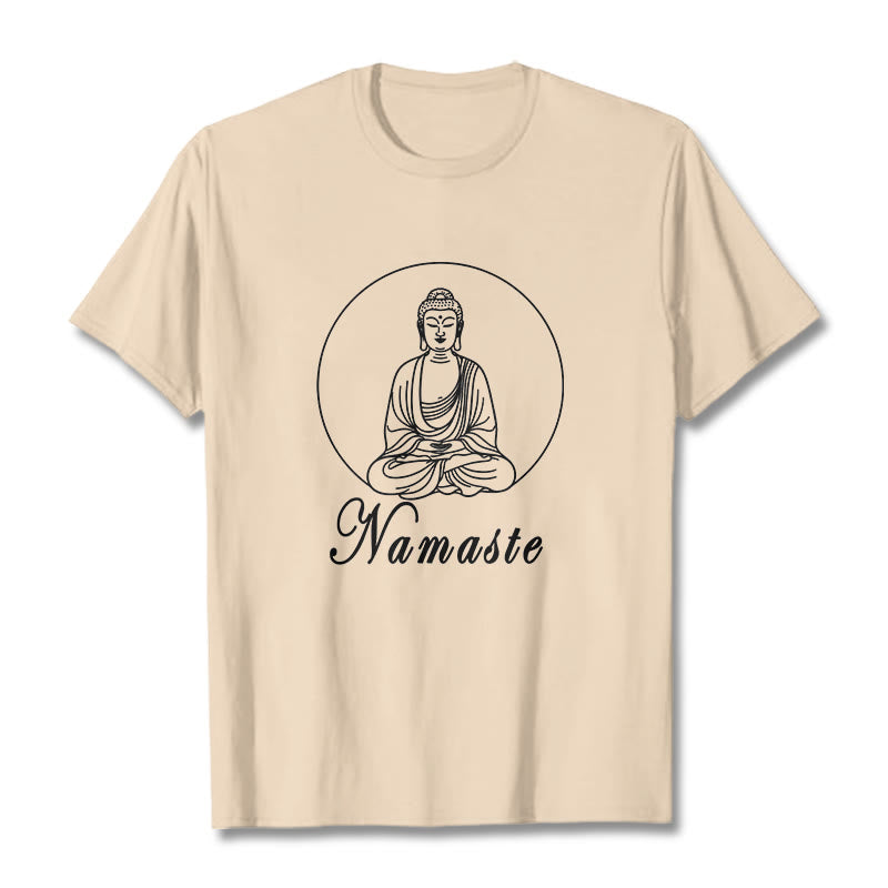 Buddha Stones NAMASTE Buddha Meditating Tee Tシャツ - ビスク - 2XL - image 9