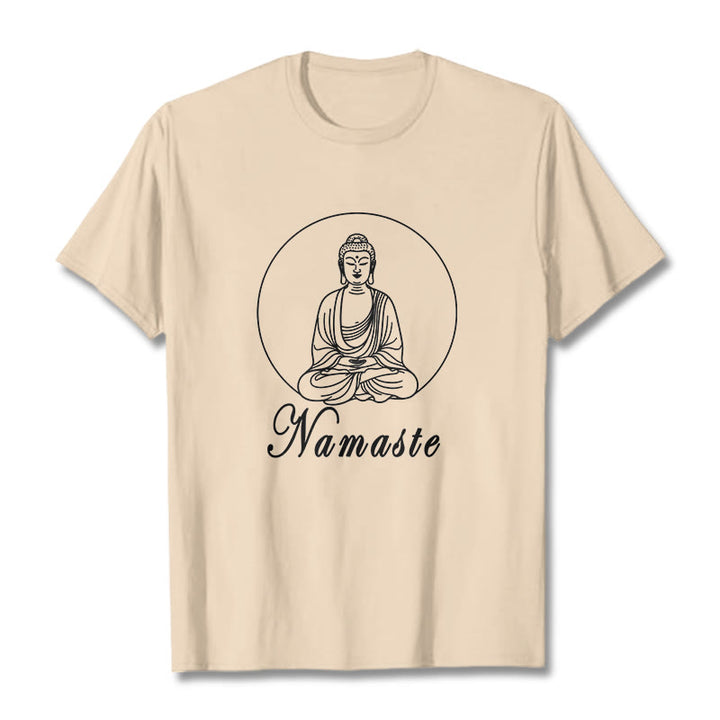 Buddha Stones NAMASTE Buddha Meditating Tee Tシャツ - ビスク - 2XL - image 9