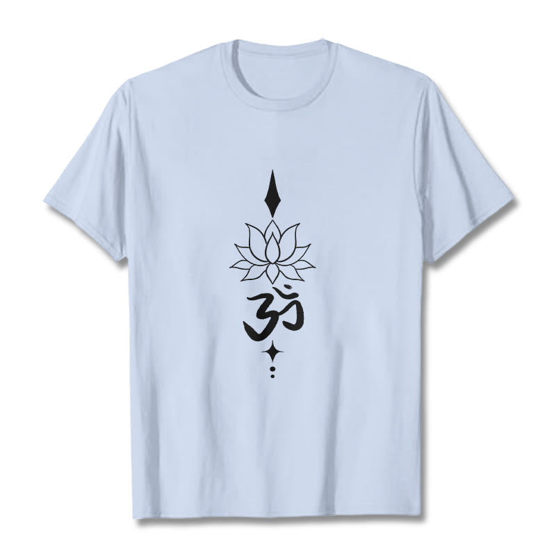 Buddha Stonesオムシンボル ロータスTシャツ - ライトシアン - 2XL - image 13