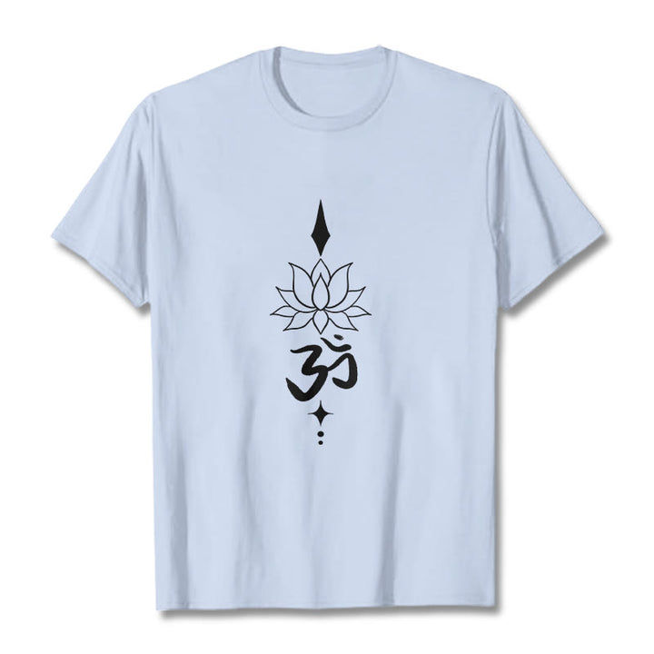 Buddha Stonesオムシンボル ロータスTシャツ - ライトシアン - 2XL - image 13