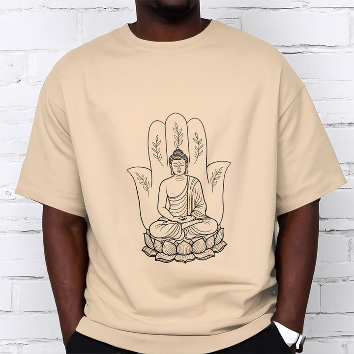 Buddha Stones、瞑想する仏陀、座禅、手の葉、蓮のベースTシャツ - image 10