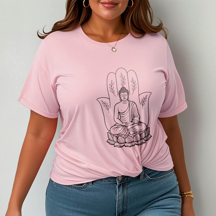 Buddha Stones、瞑想する仏陀、座禅、手の葉、蓮のベースTシャツ - image 13