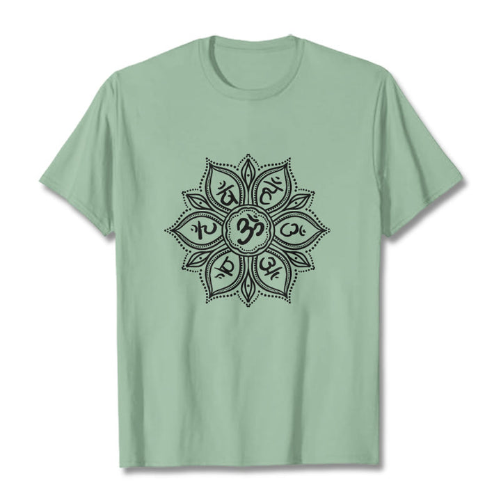 Buddha Stonesマンダラ フラワーオーム・マニ・パドメ・フムマントラ Tシャツ Tシャツ - ペールグリーン - 2XL - image 15
