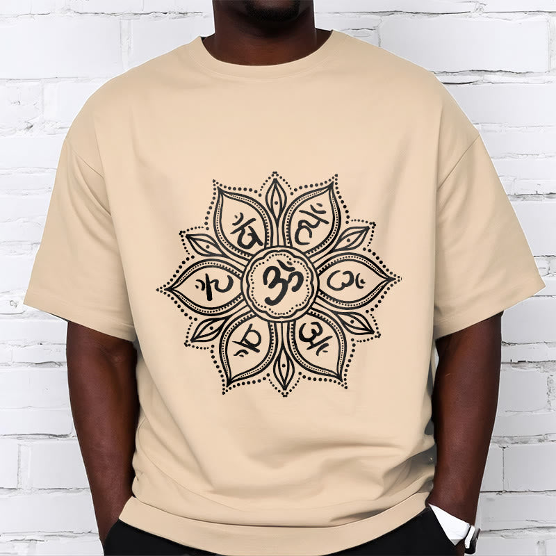 Buddha Stonesマンダラ フラワーオーム・マニ・パドメ・フムマントラ Tシャツ Tシャツ - image 12