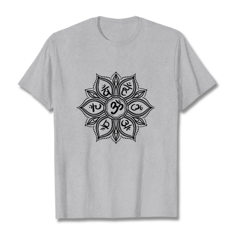 Buddha Stonesマンダラ フラワーオーム・マニ・パドメ・フムマントラ Tシャツ Tシャツ - ライトグレー - 2XL - image 19