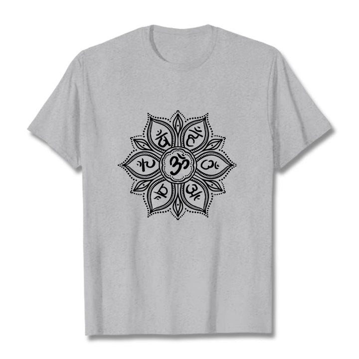 Buddha Stonesマンダラ フラワーオーム・マニ・パドメ・フムマントラ Tシャツ Tシャツ - ライトグレー - 2XL - image 19