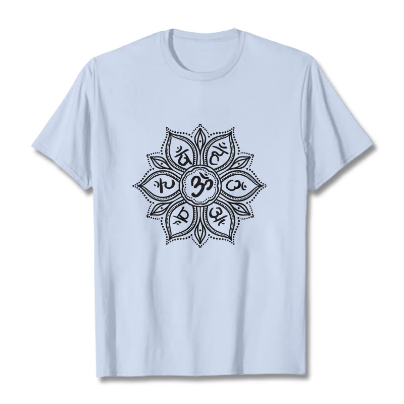 Buddha Stonesマンダラ フラワーオーム・マニ・パドメ・フムマントラ Tシャツ Tシャツ - ライトシアン - 2XL - image 18