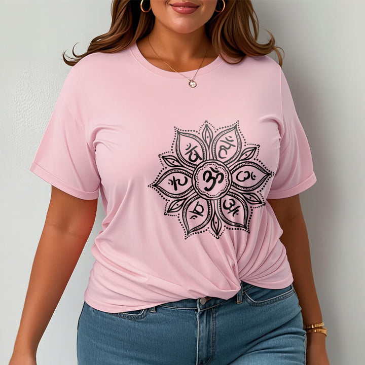 Buddha Stonesマンダラ フラワーオーム・マニ・パドメ・フムマントラ Tシャツ Tシャツ - image 13