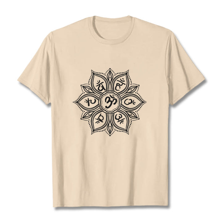 Buddha Stonesマンダラ フラワーオーム・マニ・パドメ・フムマントラ Tシャツ Tシャツ - ビスク - 2XL - image 10