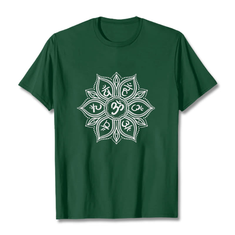 Buddha Stonesマンダラ フラワーオーム・マニ・パドメ・フムマントラ Tシャツ Tシャツ - フォレストグリーン - 2XL - image 0