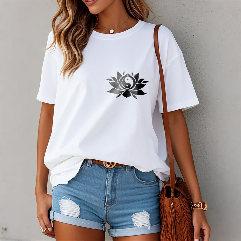 Buddha Stones陰陽 蓮の花 デザイン Tシャツ - image 9