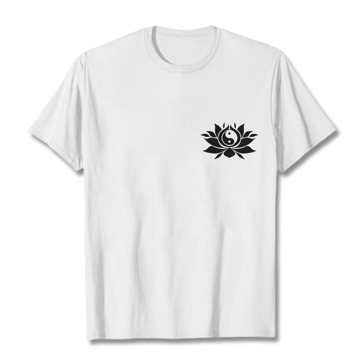 Buddha Stones陰陽 蓮の花 デザイン Tシャツ - 白 - 2XL - image 7