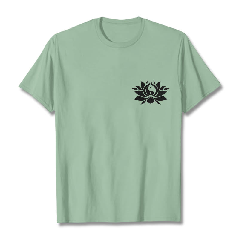 Buddha Stones陰陽 蓮の花 デザイン Tシャツ - ペールグリーン - 2XL - image 15