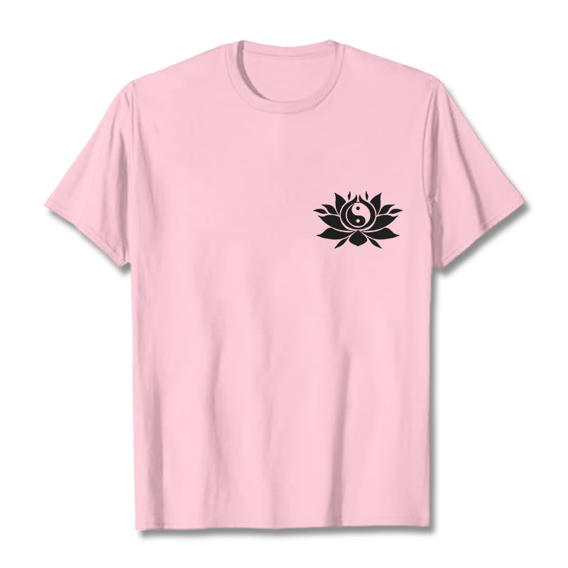 Buddha Stones陰陽 蓮の花 デザイン Tシャツ - ライトピンク - 2XL - image 17