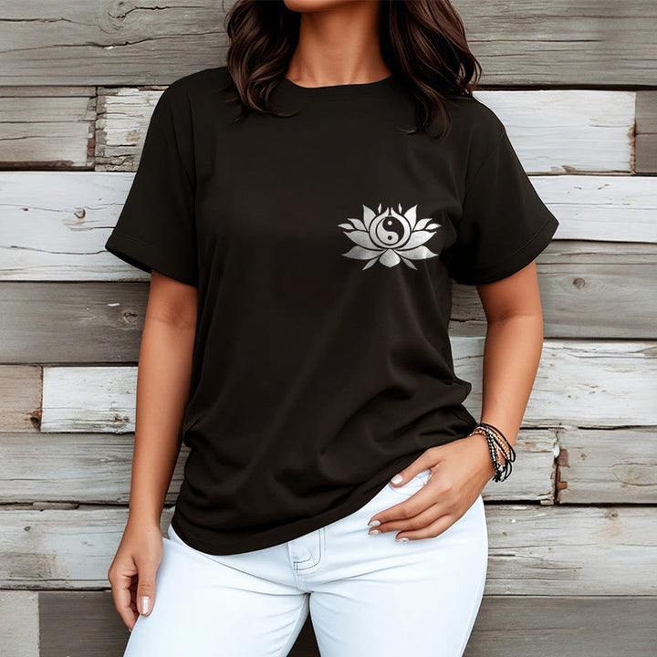 Buddha Stones陰陽 蓮の花 デザイン Tシャツ - image 3