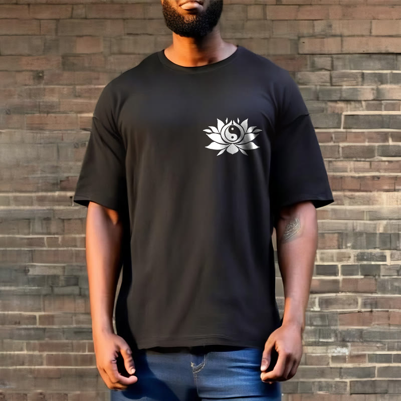 Buddha Stones陰陽 蓮の花 デザイン Tシャツ - image 3