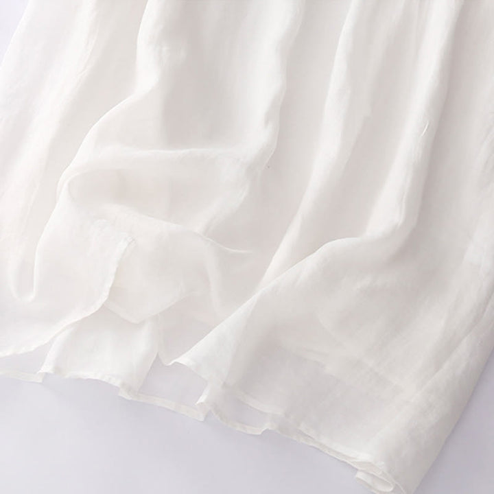 Buddha Stones刺繍ボタンデザイン ポケット付き長袖コットンリネンミディドレス - image 22