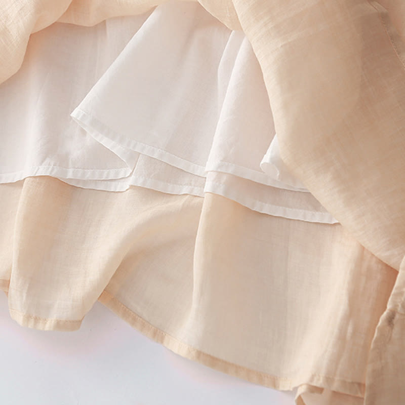 Buddha Stones刺繍ボタンデザイン ポケット付き長袖コットンリネンミディドレス - image 11