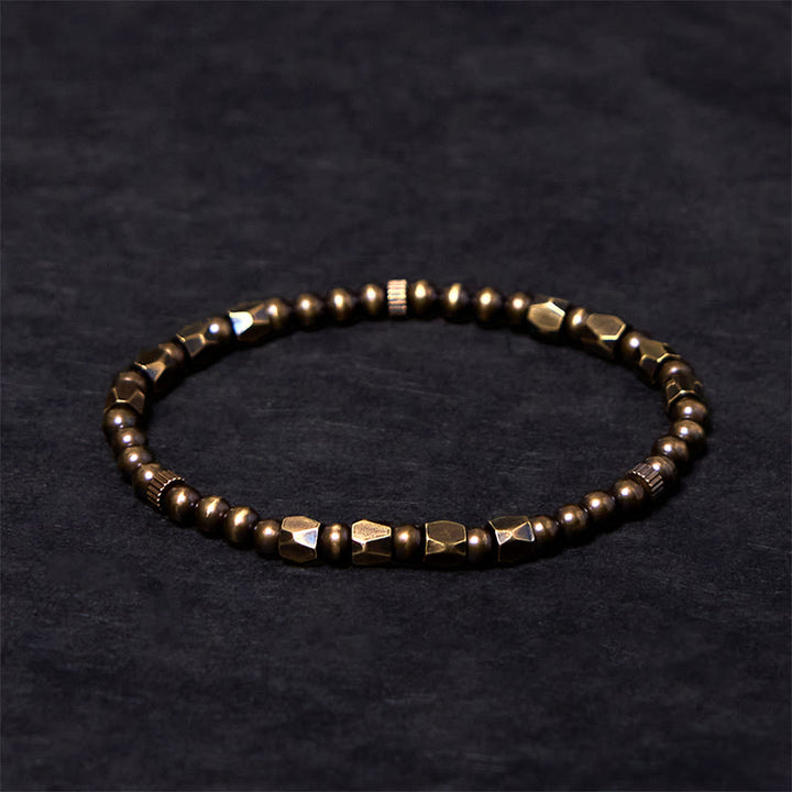 Buddha Stonesヴィンテージ風 シンプルデザイン 銅真鍮ビーズ 富のブレスレット