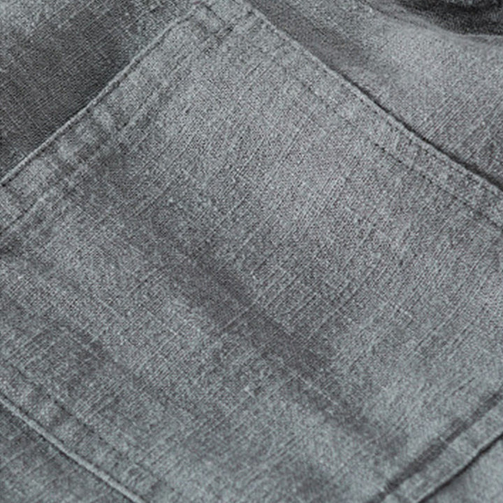 Buddha Stones通勤用 秋冬 無地 ラペル メンズ 長袖 コットンリネン シャツ ポケット付き - image 13