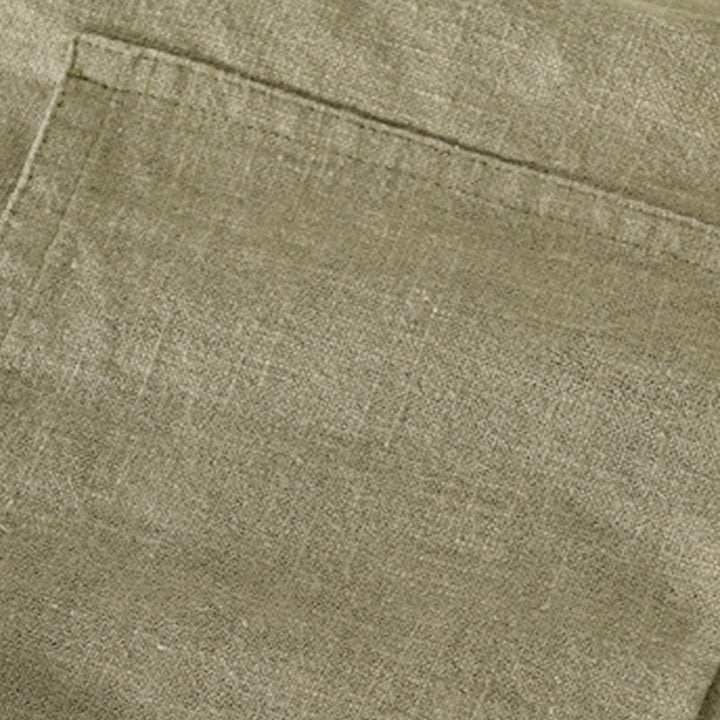 Buddha Stones通勤用 秋冬 無地 ラペル メンズ 長袖 コットンリネン シャツ ポケット付き - image 31