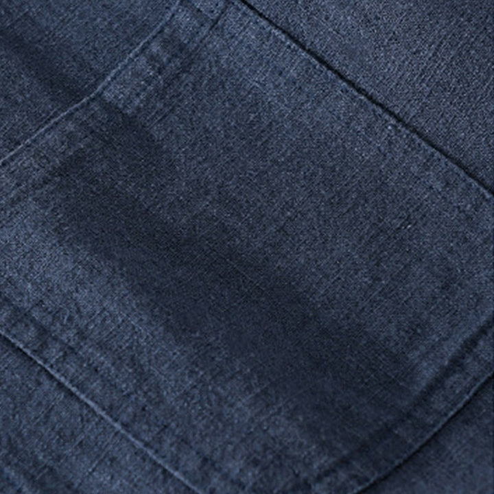 Buddha Stones通勤用 秋冬 無地 ラペル メンズ 長袖 コットンリネン シャツ ポケット付き - image 19