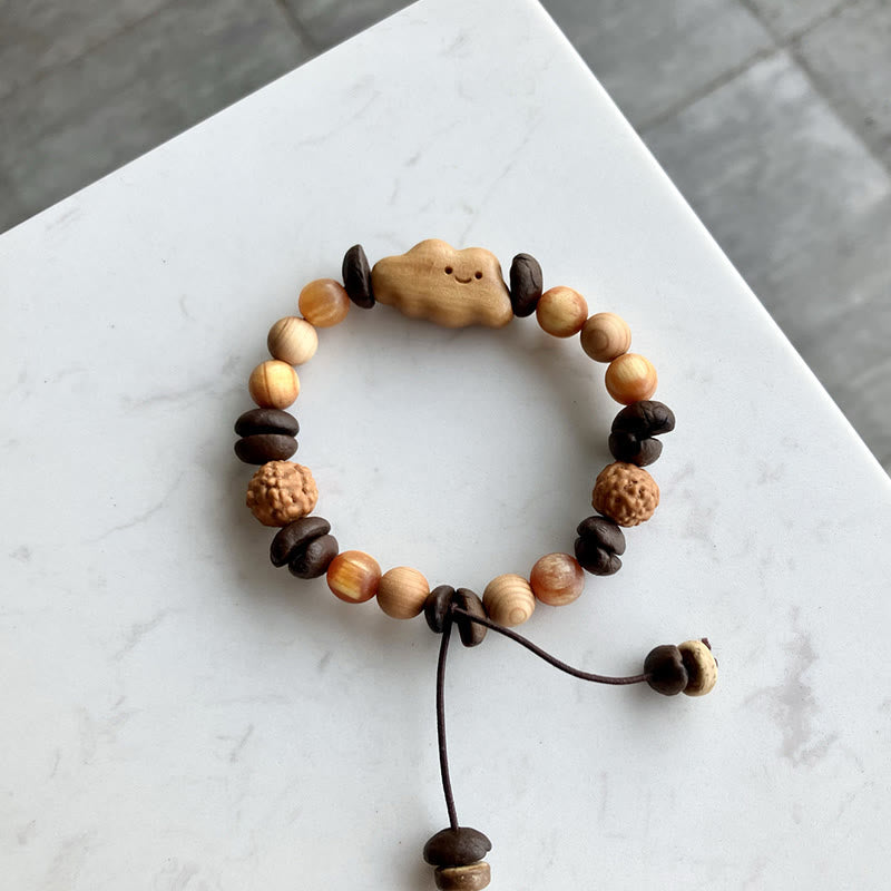 Buddha Stones天然不規則雲コーヒー豆白檀保護ブレスレット - image 2