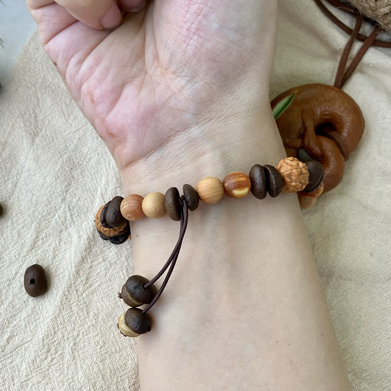 Buddha Stones天然不規則雲コーヒー豆白檀保護ブレスレット - image 5