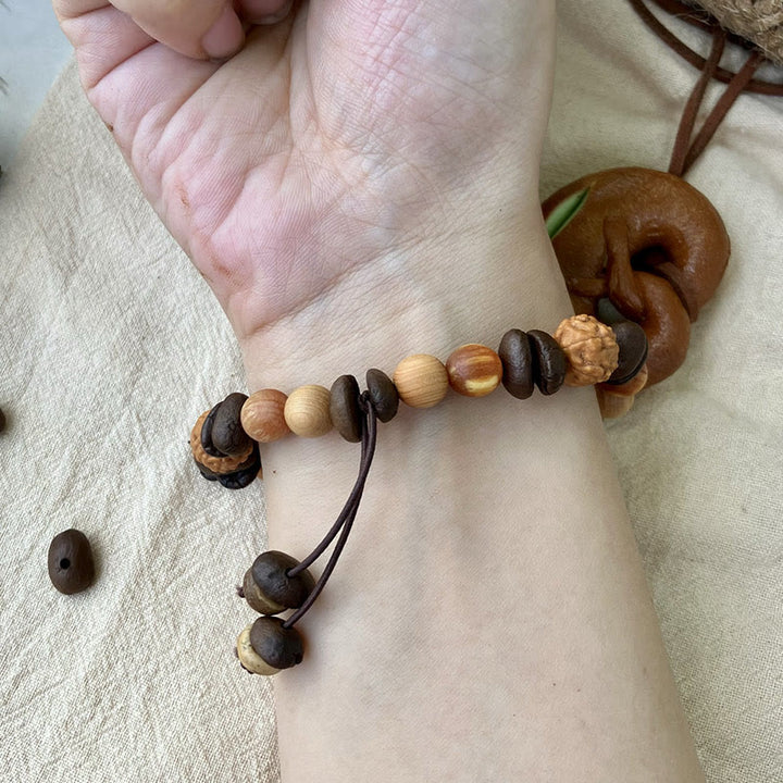 Buddha Stones天然不規則雲コーヒー豆白檀保護ブレスレット - image 5